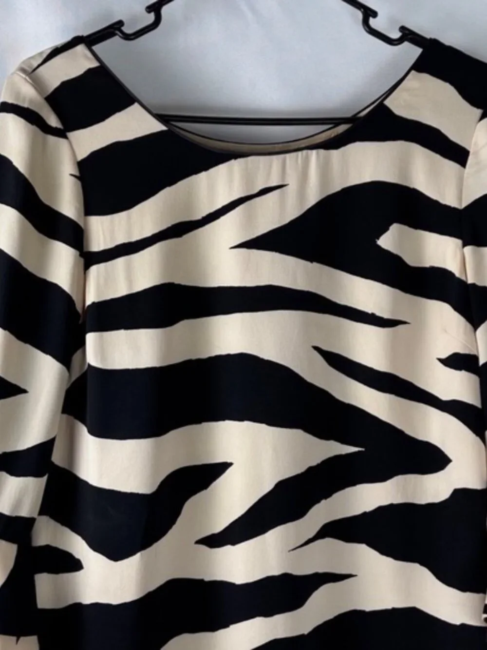 Kate Spade Silk Zebra Print Bell Sleeve Dress - Size 4 - Black & Cream